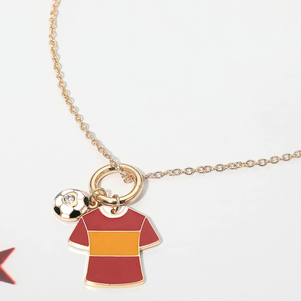 Spain Soccer Ball Jersey Charm Toggle Pendant Necklace