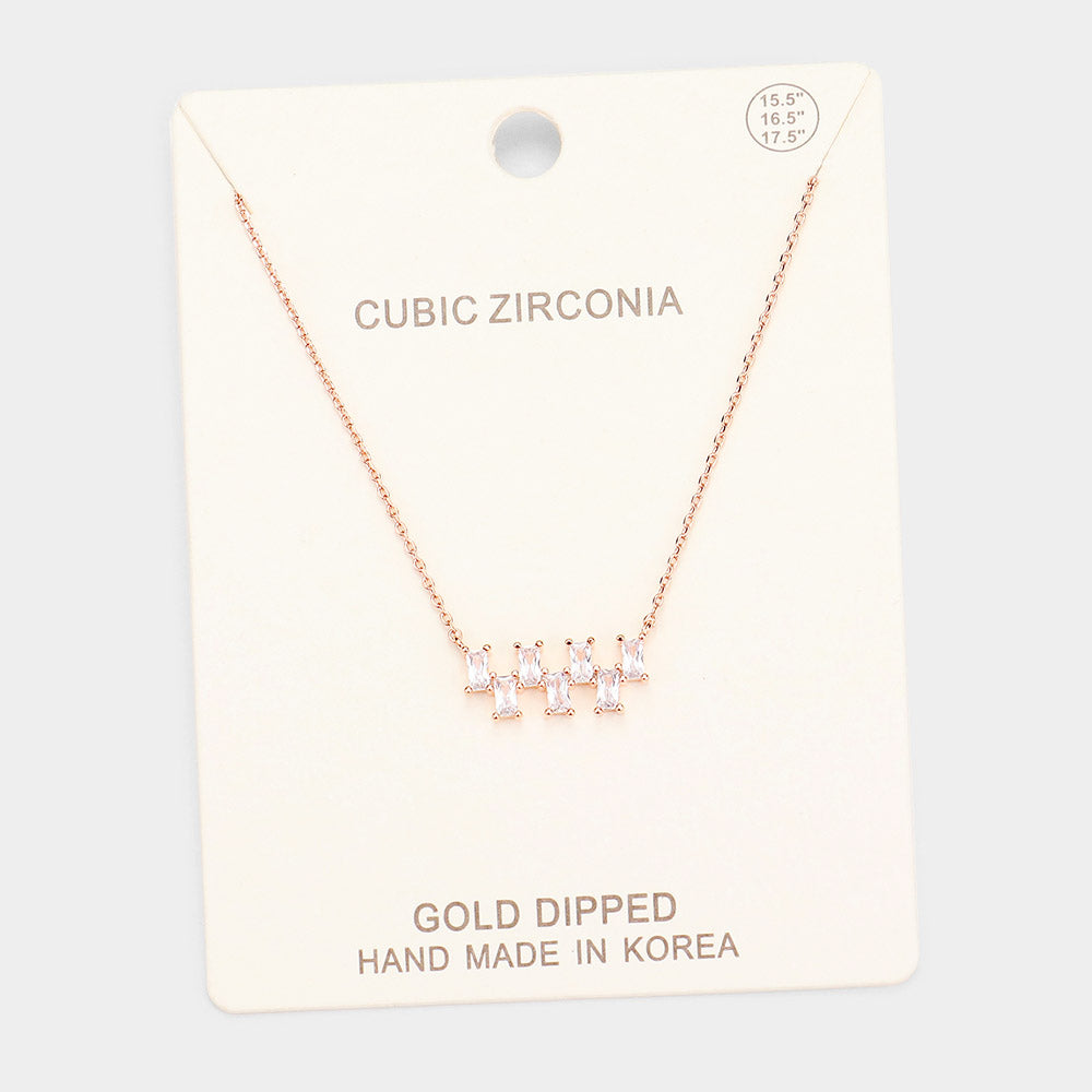 Gold Dipped Cubic Zirconia Stone Pendant Necklace