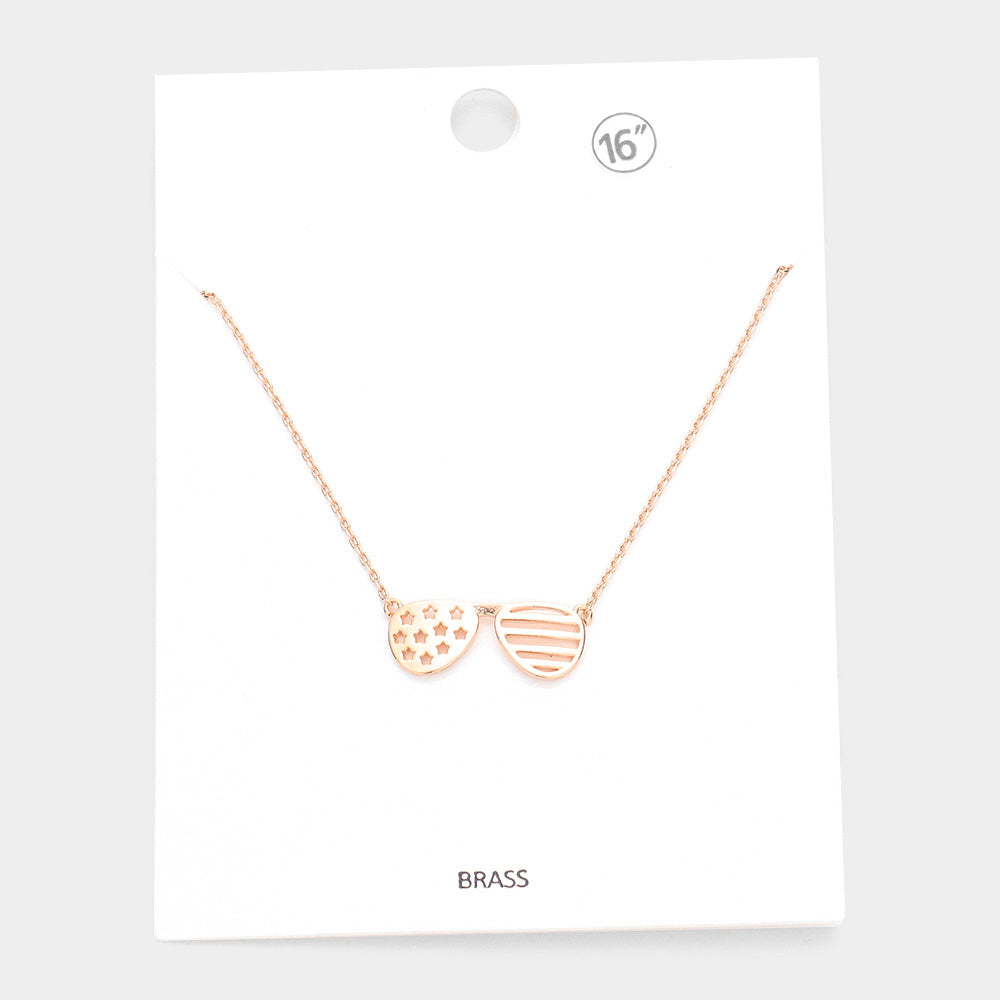 Brass Metal Sunglasses Pendant Necklace