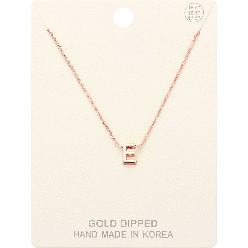 -E- Gold Dipped Initial Monogram Metal Pendant Necklace