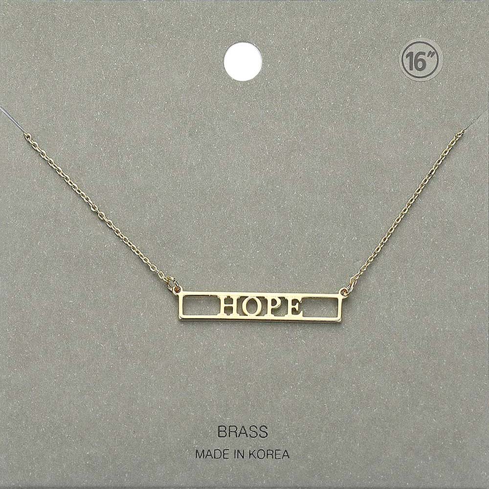 HOPE Brass Metal Pendant Necklace