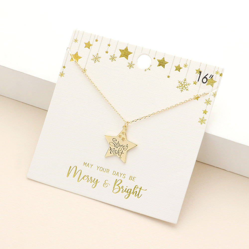 Starry Night Message Metal Star Pendant Necklace