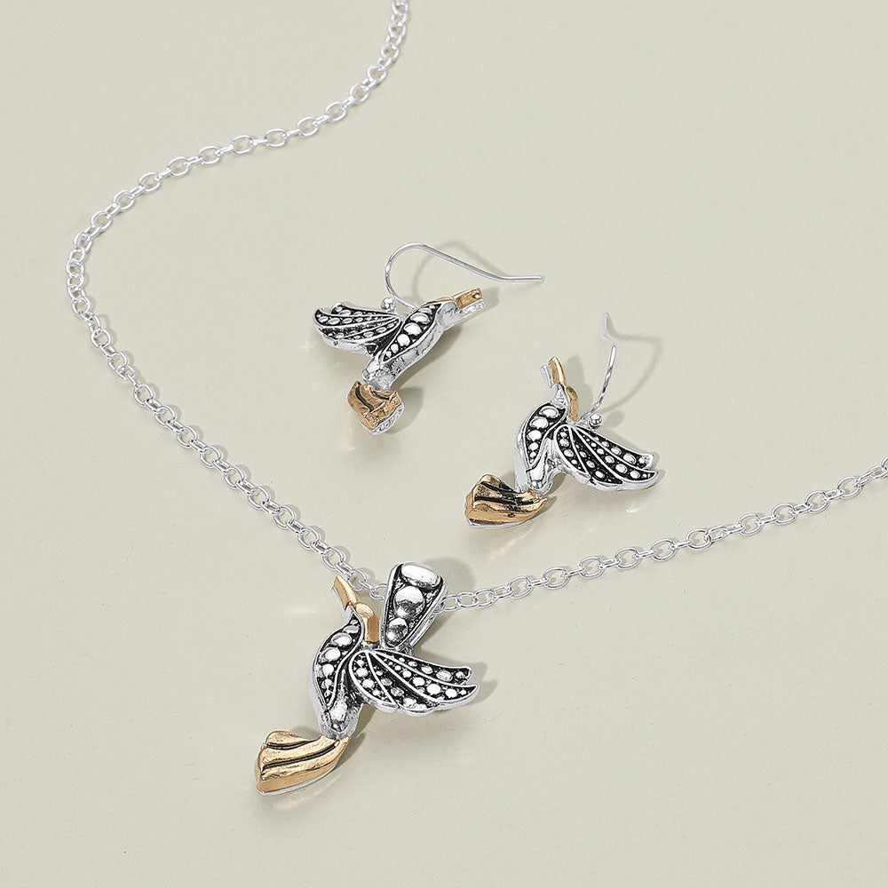 Antique Metal Bird Pendant Necklace