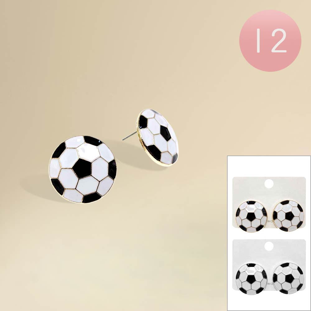 12PCS - Soccer Ball Stud Earrings