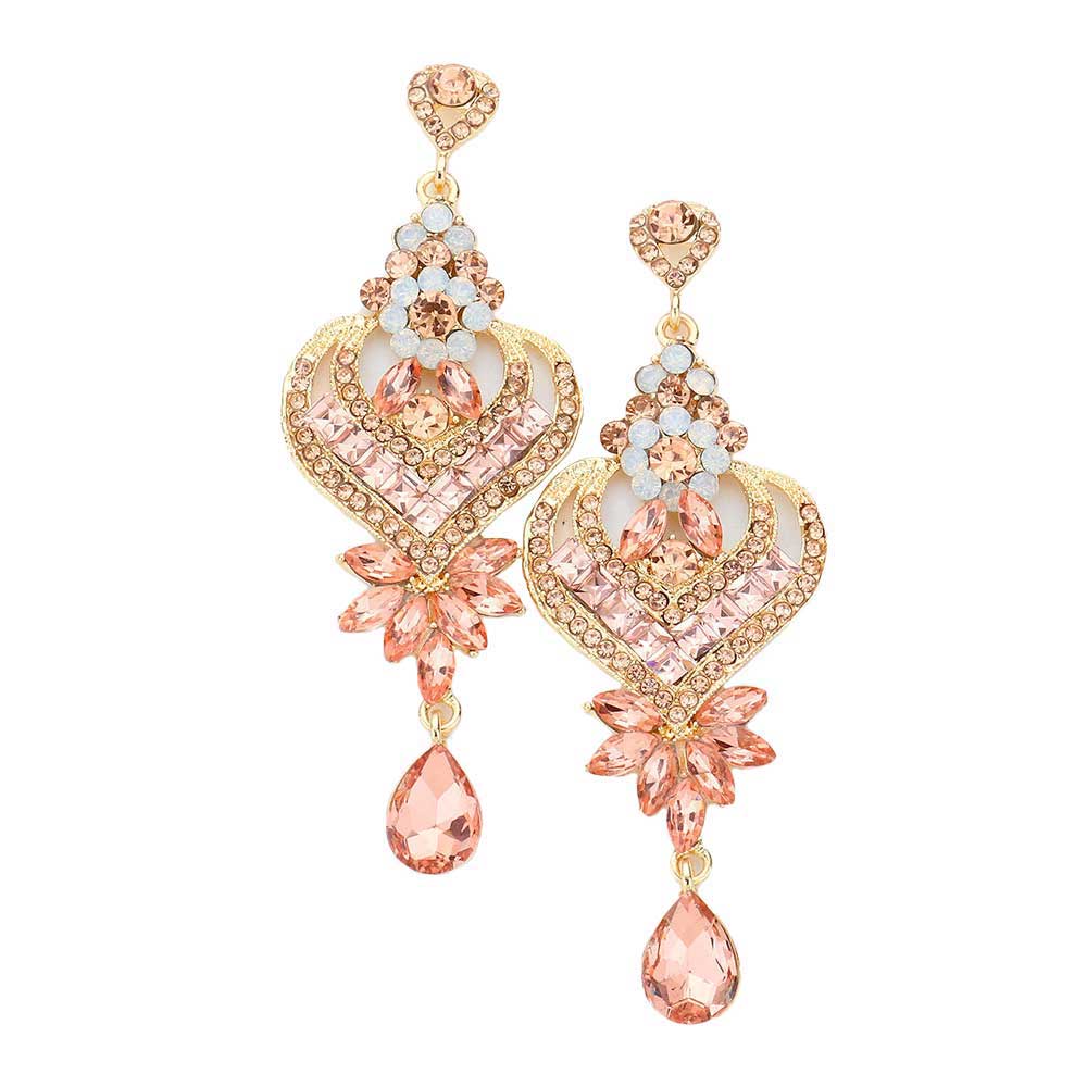 Glass Crystal Heart Teardrop Evening Earrings