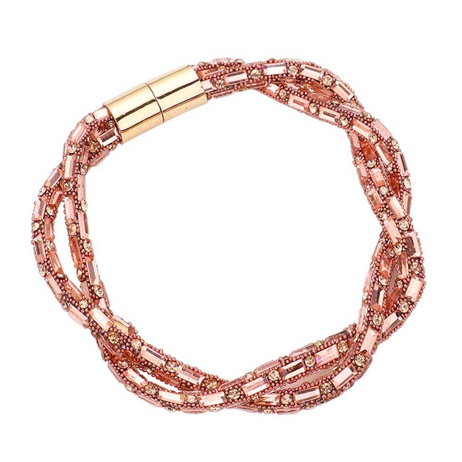 Stone Embellished Twisted Magnetic Bracelet