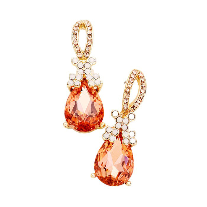 Teardrop Crystal Rhinestone Evening Earrings