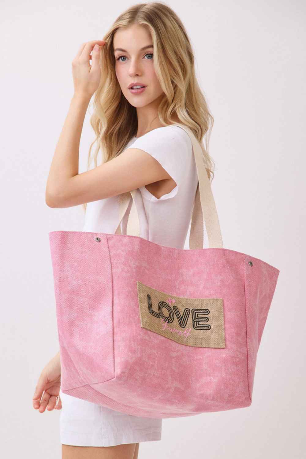 Shoulder & Bucket Style LOVE YOURSELF Canvas Bag