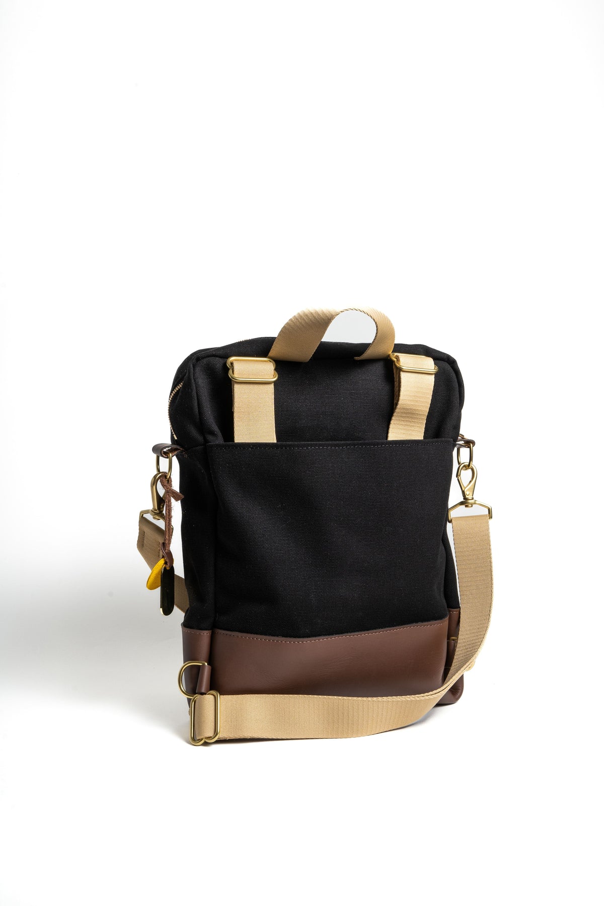 Corbin | Signature Black Canvas + Brown Leather Backpack
