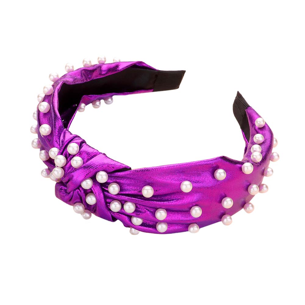 Pearl Embellished Burnout Knot Headband