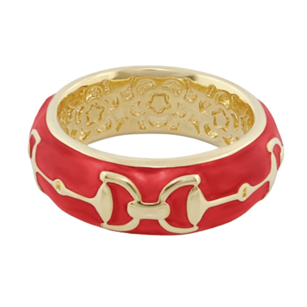 Equestrian Stirrup Ring — Apricot Horsebit