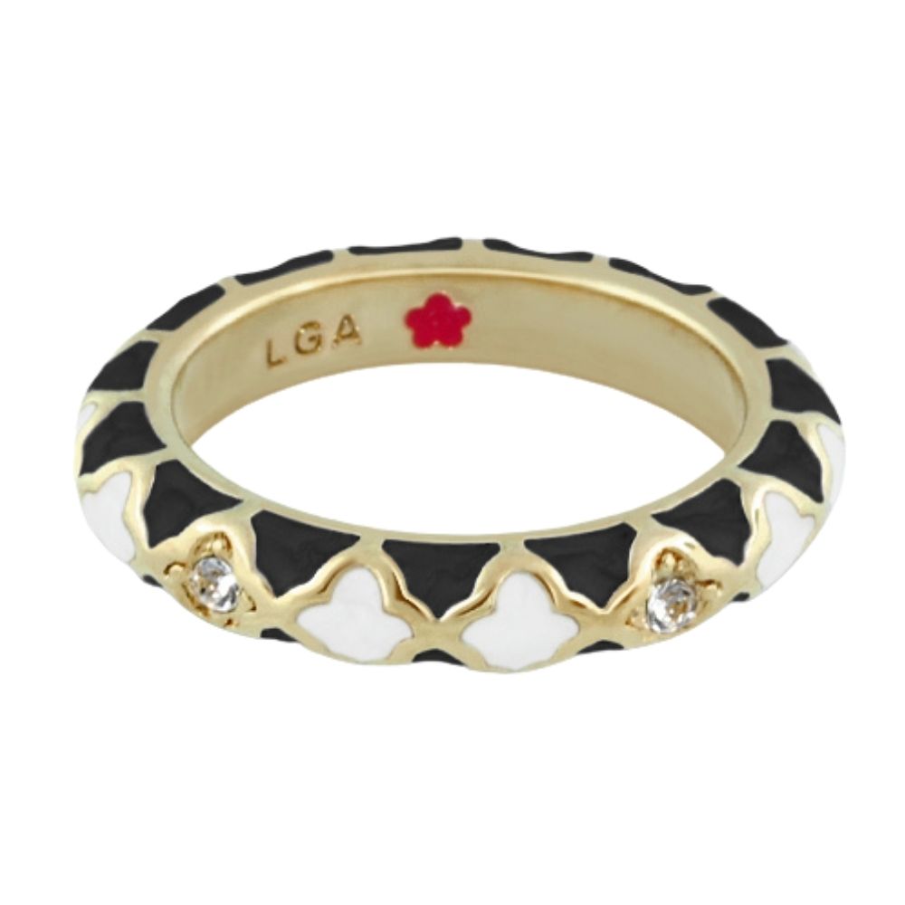Stackable Fiesta Ring — Quatrefoil Inlay