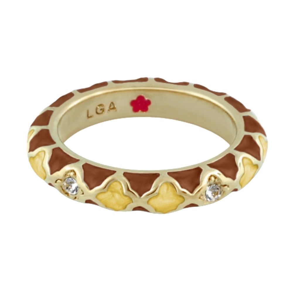 Stackable Fiesta Ring — Quatrefoil Inlay