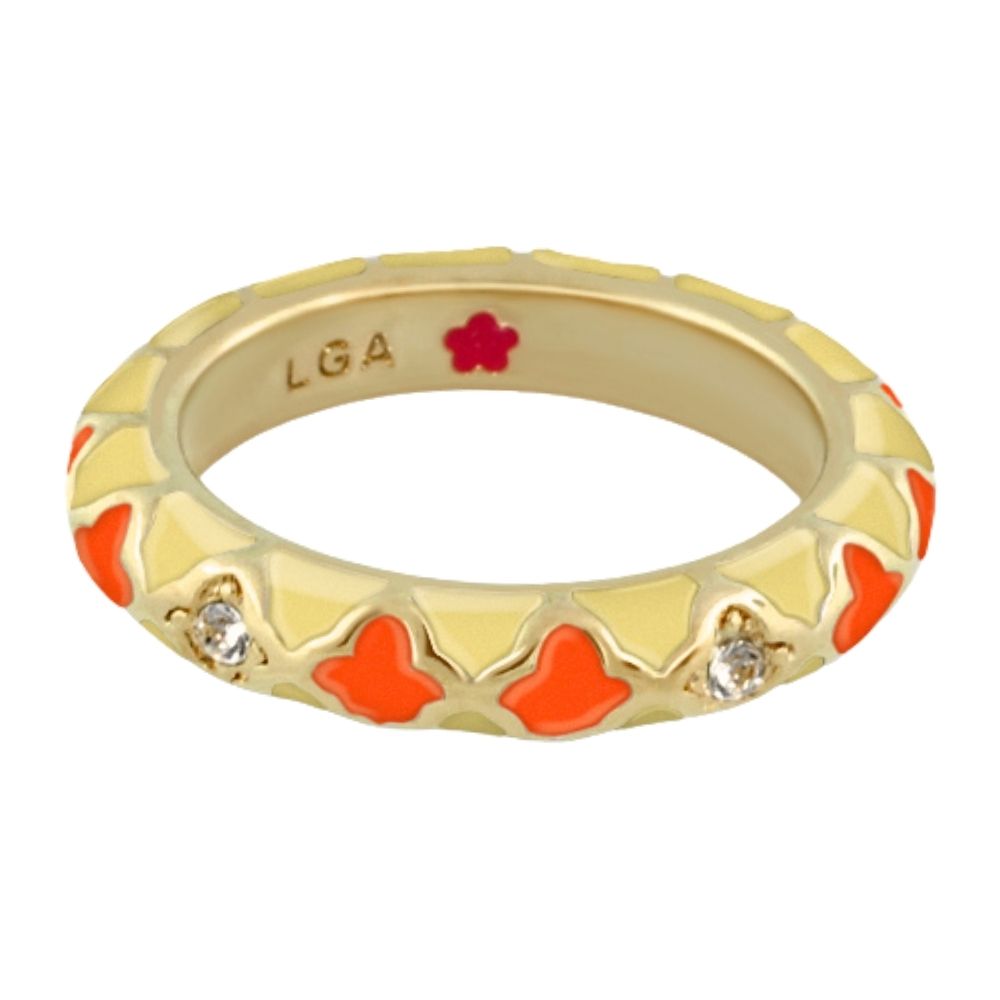 Stackable Fiesta Ring — Quatrefoil Inlay