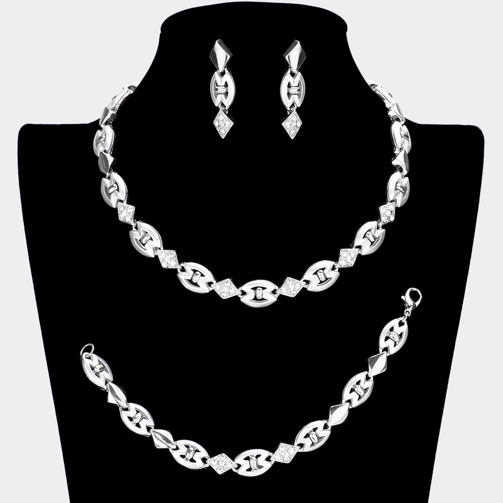 Rhinestone Necklace Jewelry Set