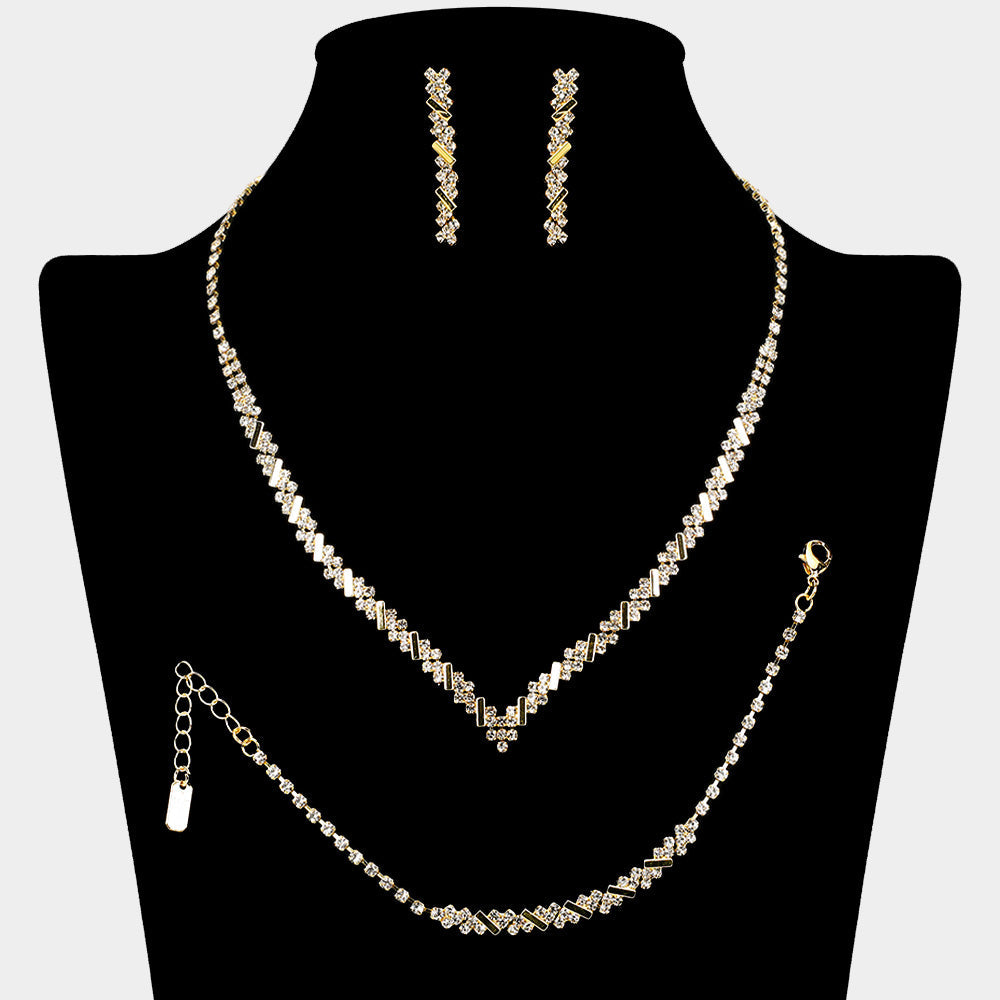 Crystal Rhinestone Necklace Jewelry Set