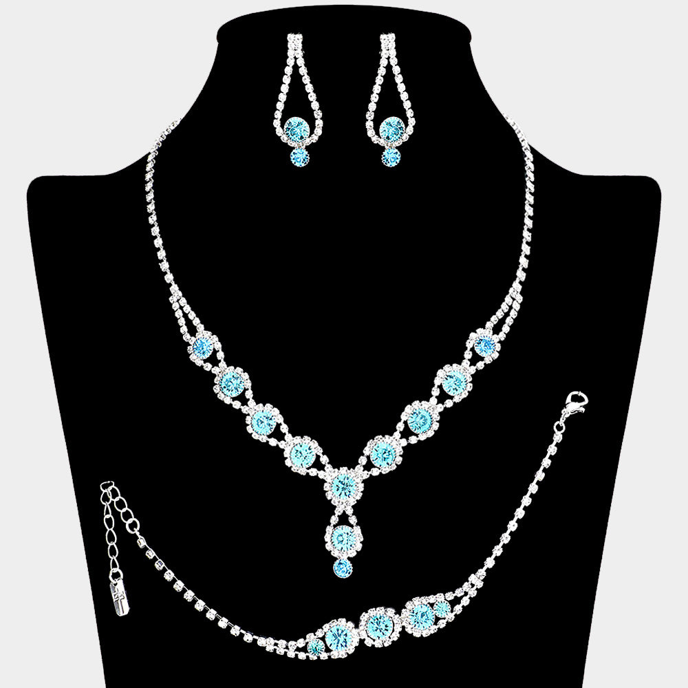 Rhinestone Bubble Necklace Jewelry Set
