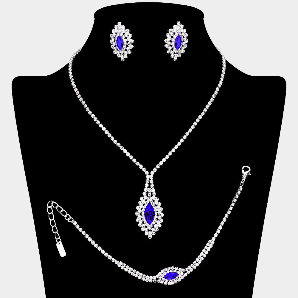 Marquise Stone Accented Rhinestone Paved Jewelry Set