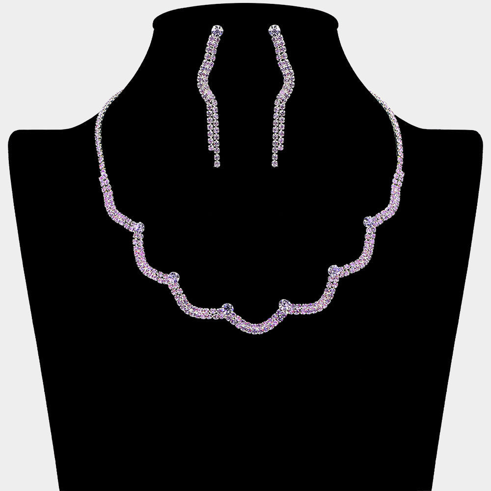 Curved Rhinestone Paved Necklace