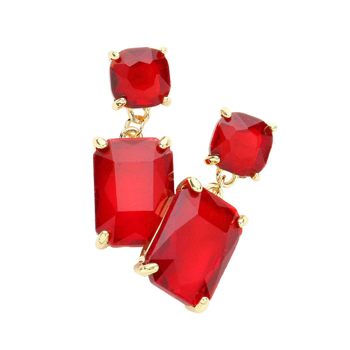 Women's Square Rectangle Link Dangle Evening Earrings