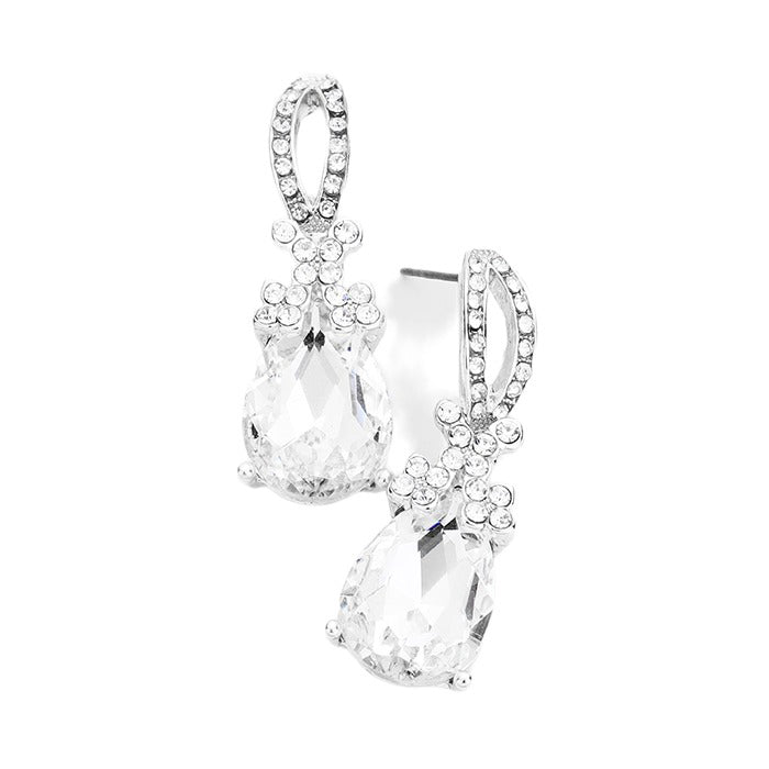 Teardrop Crystal Rhinestone Evening Earrings