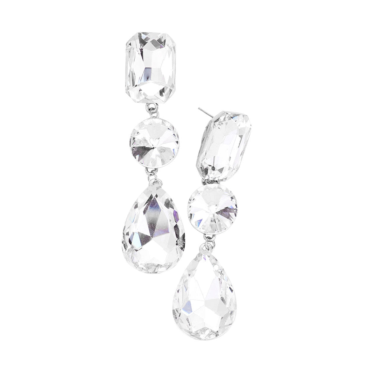 Triple Crystal Rhinestone Evening Earrings