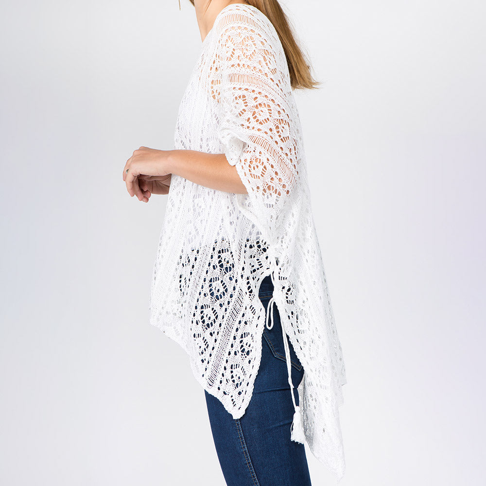 Boho Crochet Tassel Poncho Top