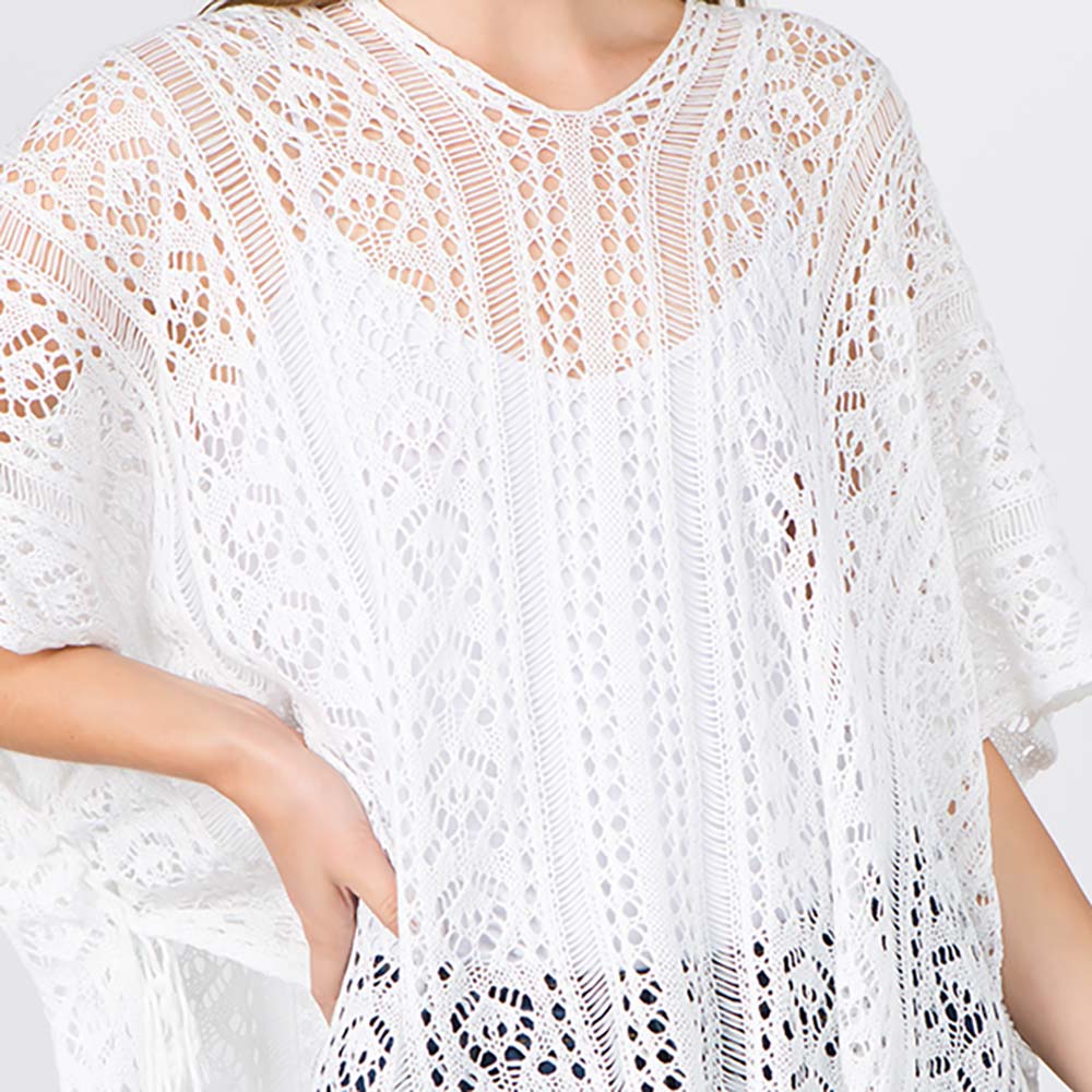 Boho Crochet Tassel Poncho Top