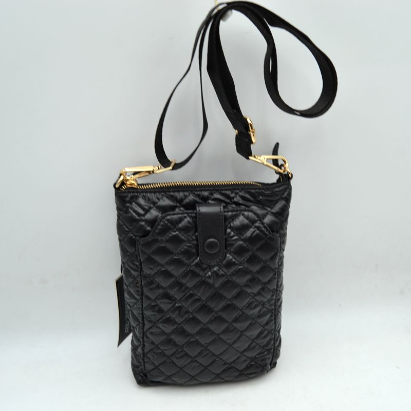Quilted Vertical Crossbody Pouch Bag with Front Snap Pocket