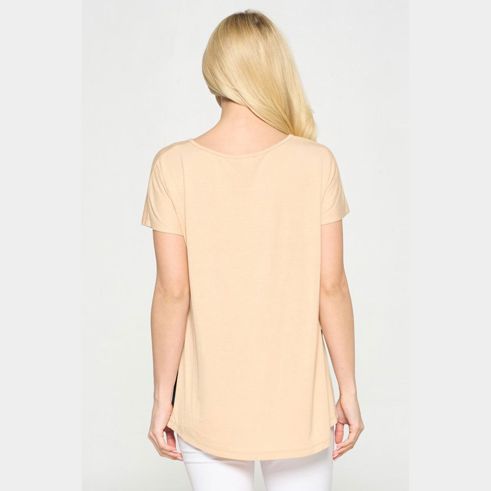 Short Sleeve Color Block Top