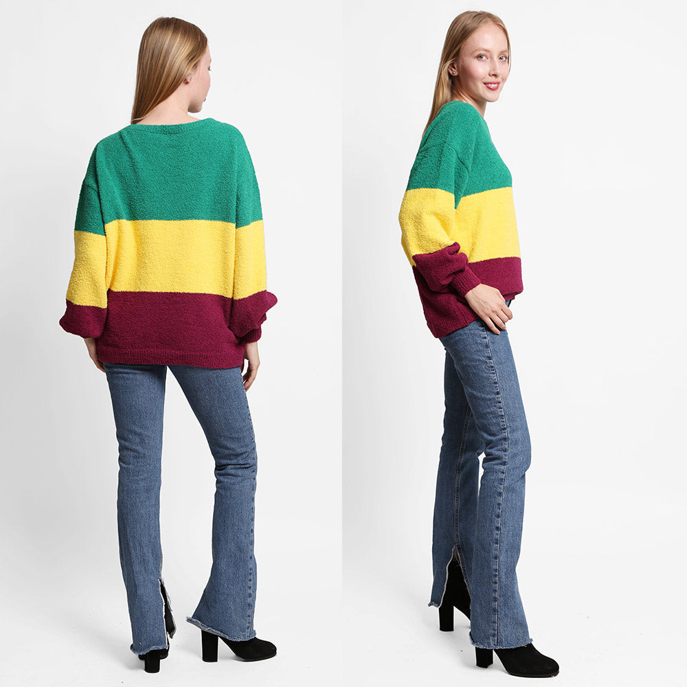 Mardi Gras Multi Color Block Sweater