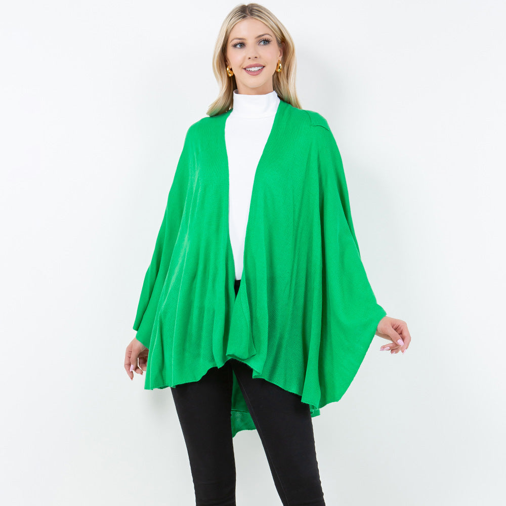 Elegant Solid Drape Wrap Poncho