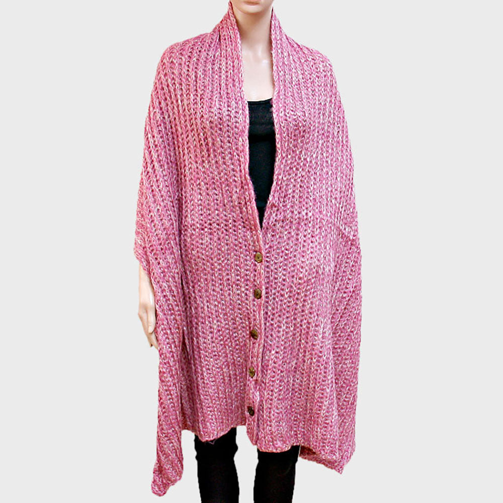 Button up Cardigan Effect Knit Yarn Shawl Scarf