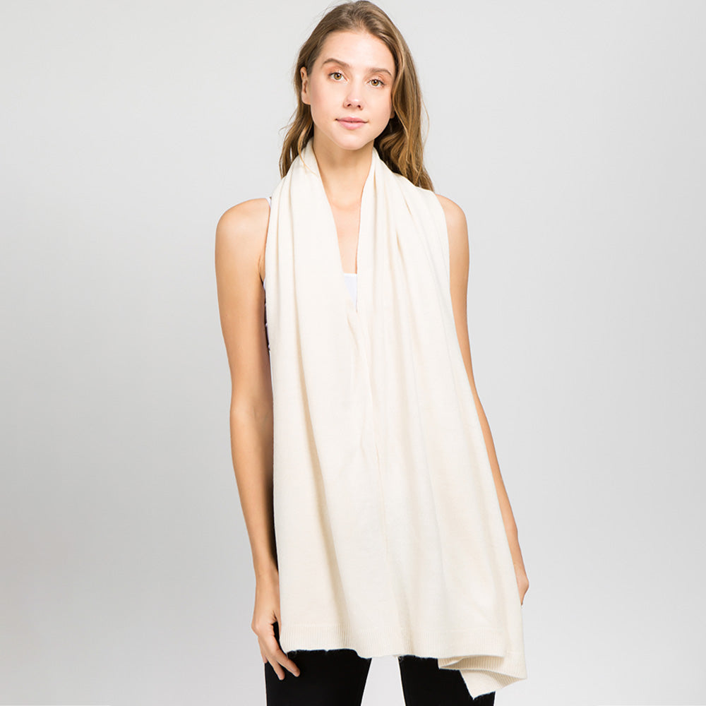 Solid Versatile Asymmetrical Poncho Wrap / Scarf