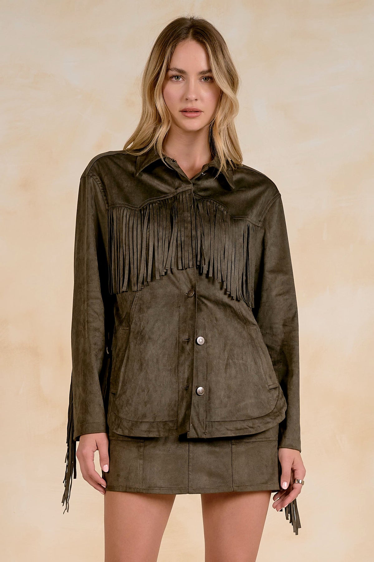 Fringe Jacket Olive