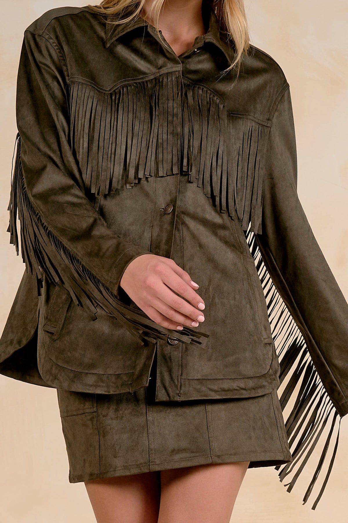 Fringe Jacket Olive