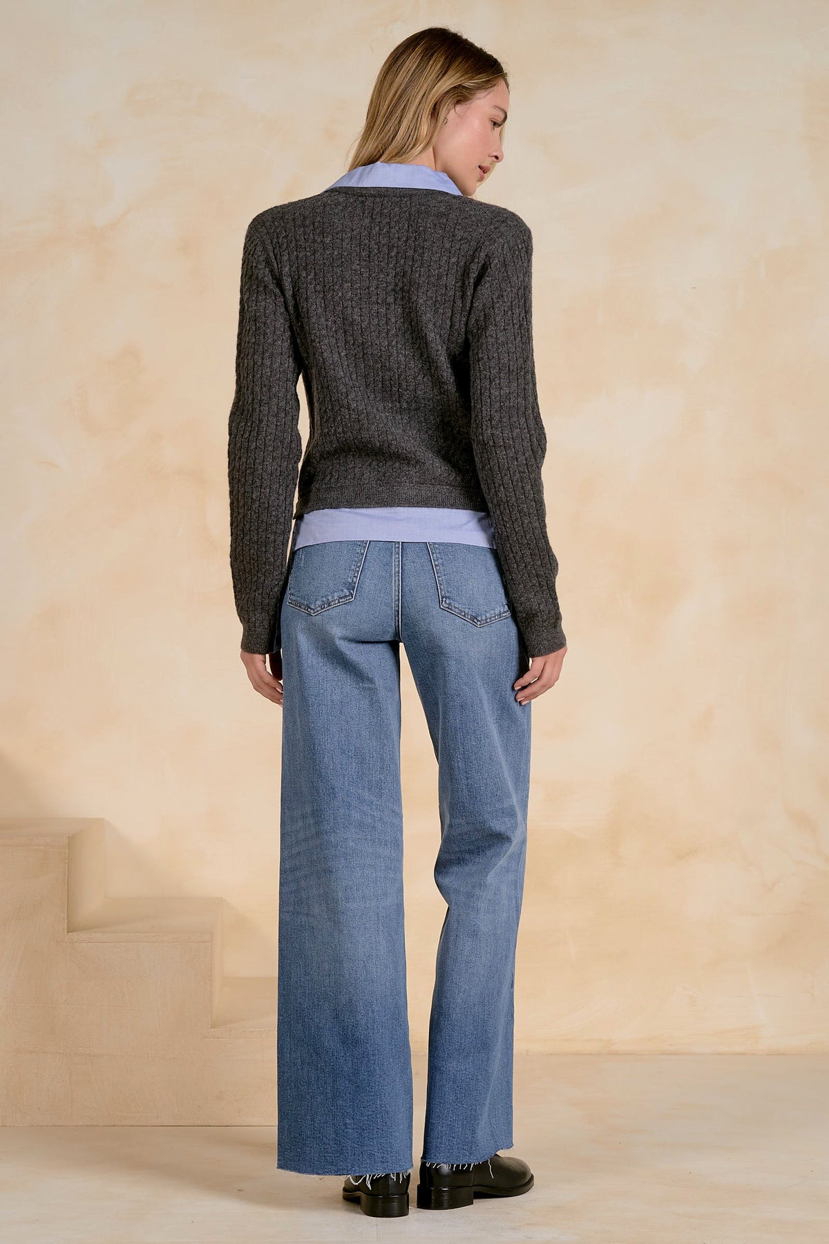 Solly Sweater Cardigan Charcoal Blue
