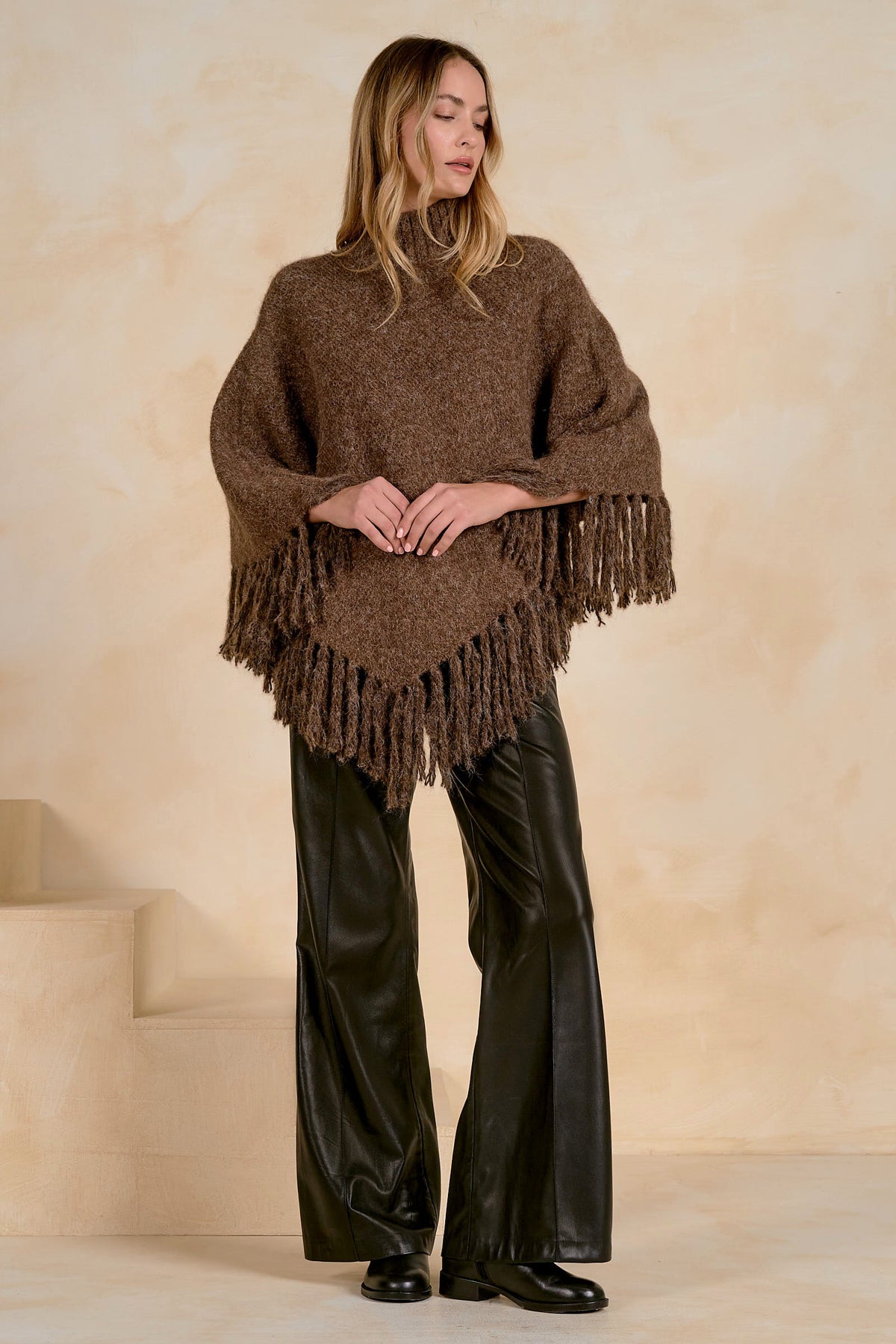 Fringe Poncho Brown