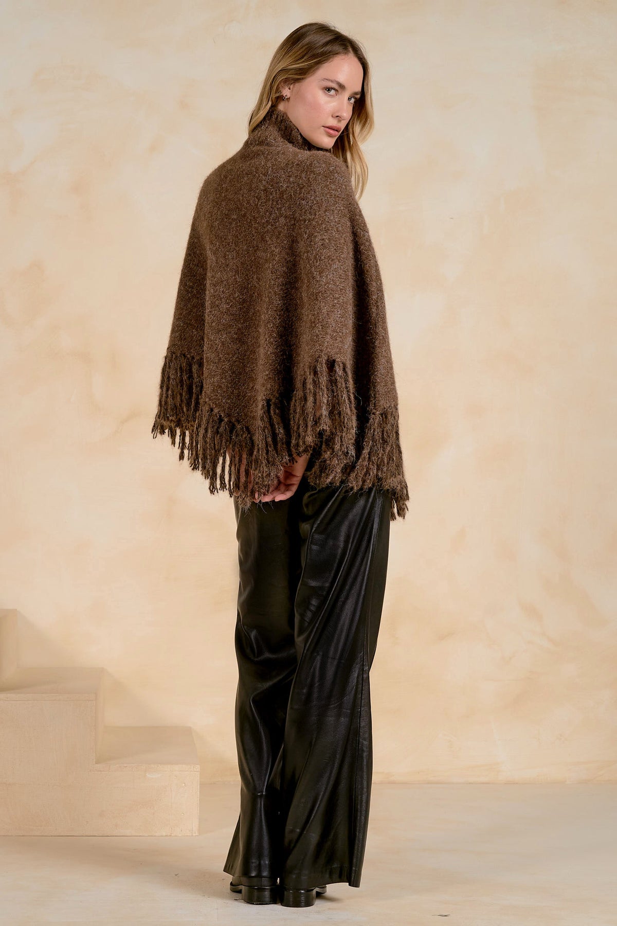 Fringe Poncho Brown