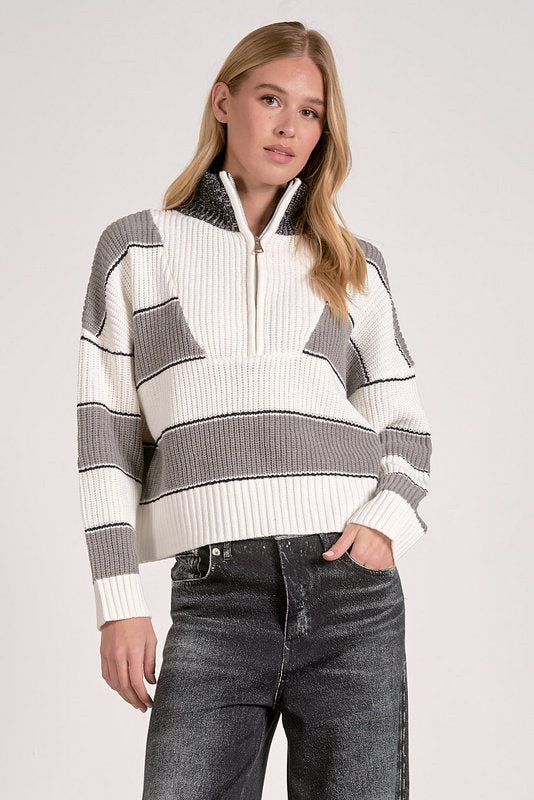 Sloane Sweater Heather Grey Stripe