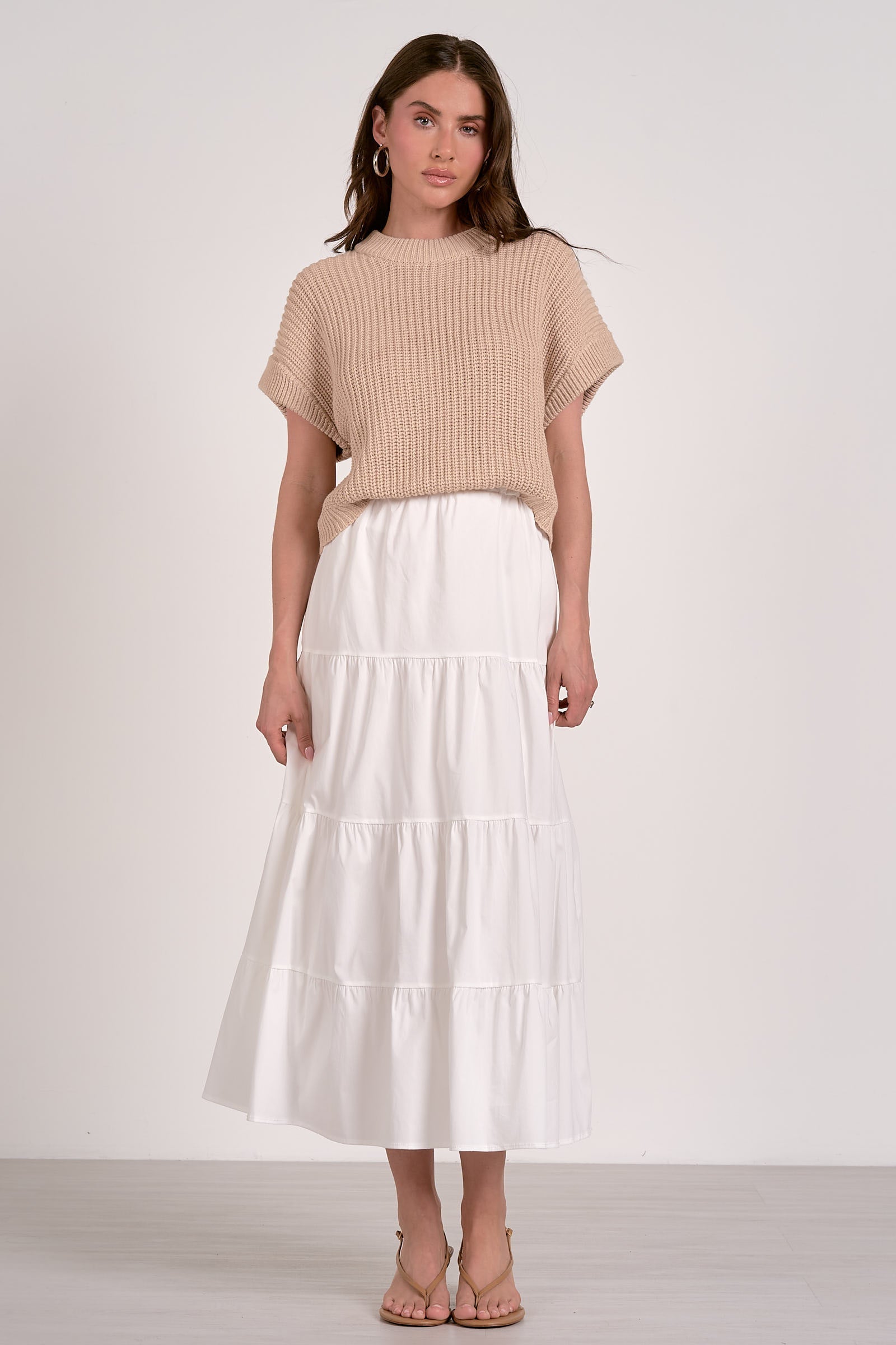 Opal Sweater Dress White Beige Combo