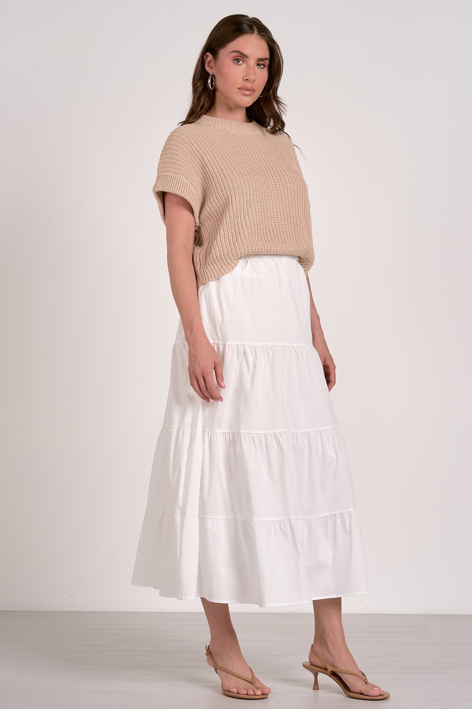 Opal Sweater Dress White Beige Combo