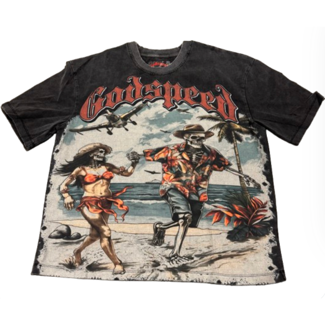 Godspeed Chasing Aloha Bone Tee (Black-Wash)