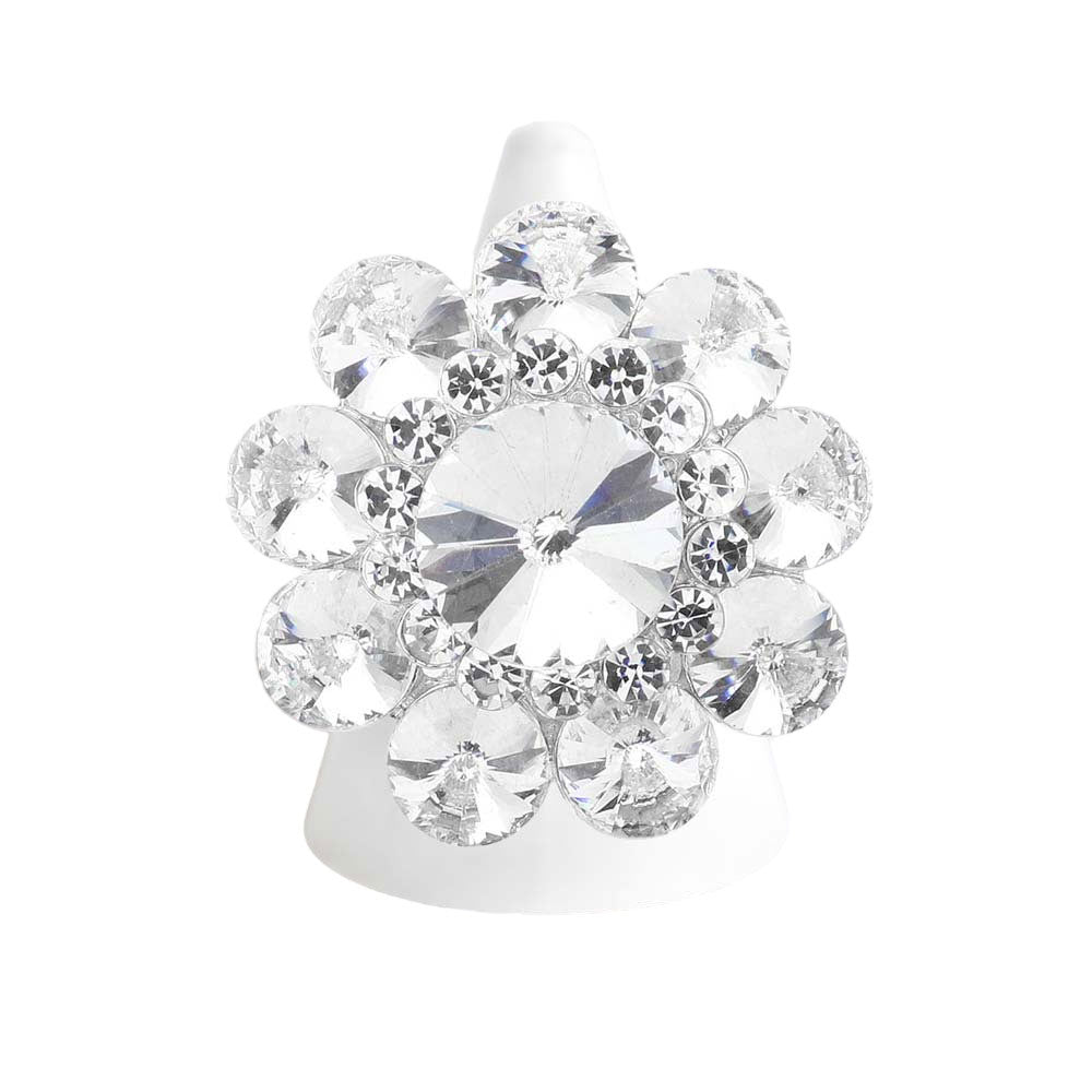Round Crystal Flower Stretch Ring