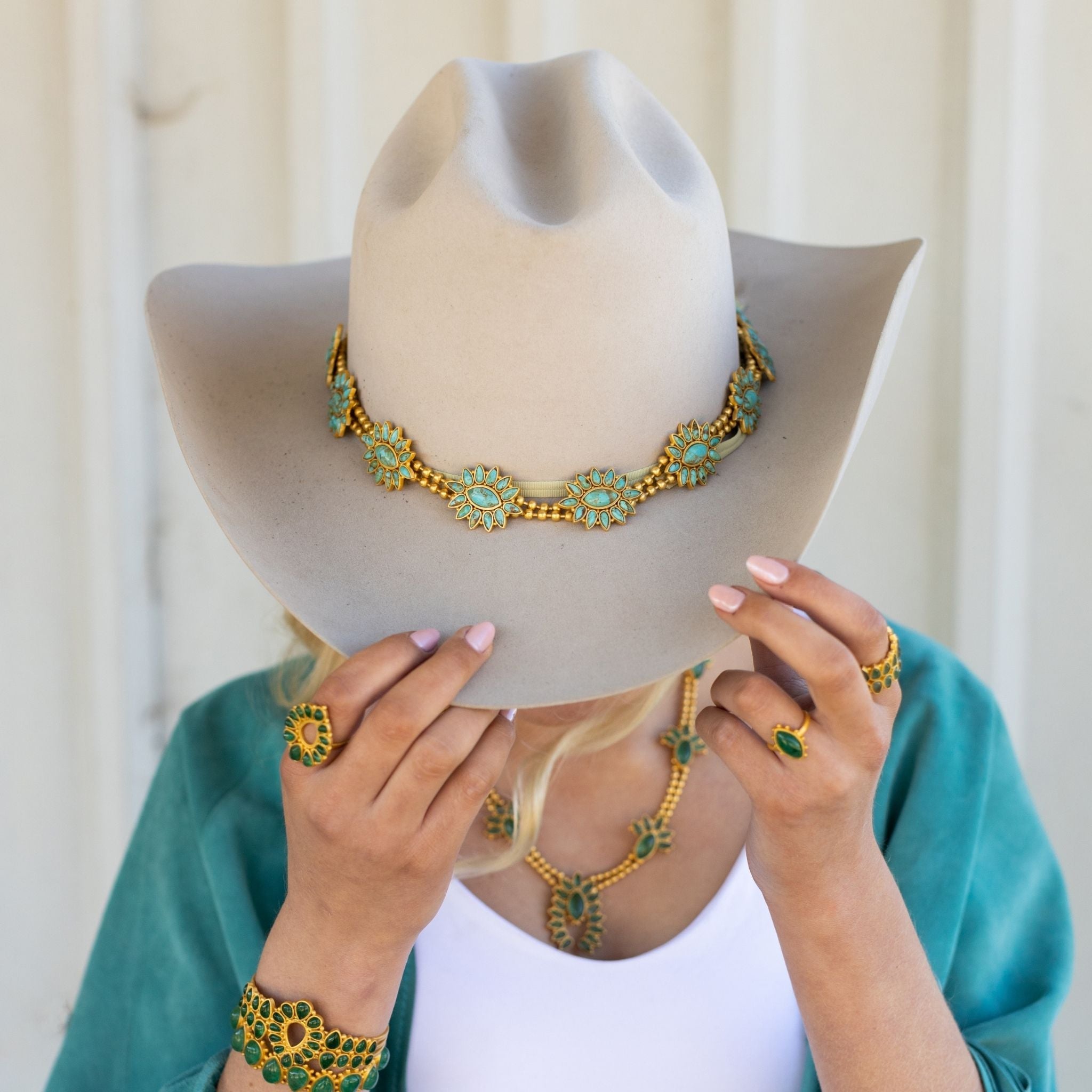 Squash Blossom Hat Band - Turquoise