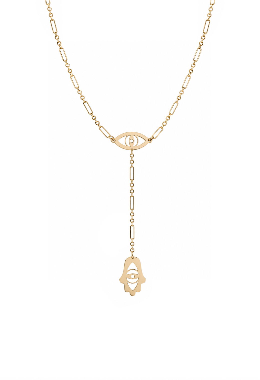 Steph Evil Eye and Hamsa Lariat Necklace