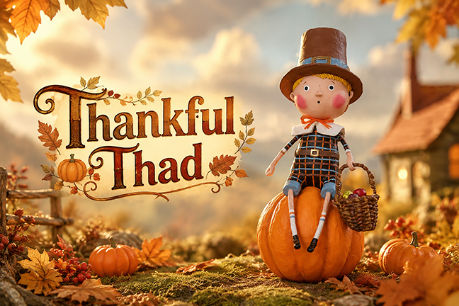 Thankful Thad Thanksgiving Figurine by Lori Mitchell — 7-Inch Folk Art Collectible (New 2026)