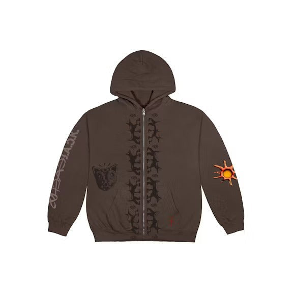Travis Scott Reverse Dog Zip Up Hoodie Brown