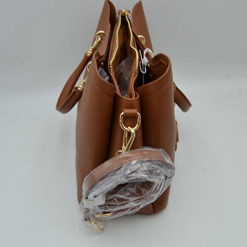 Elegant Top Handle Satchel Bag with Detachable Shoulder Strap and Floral Charm