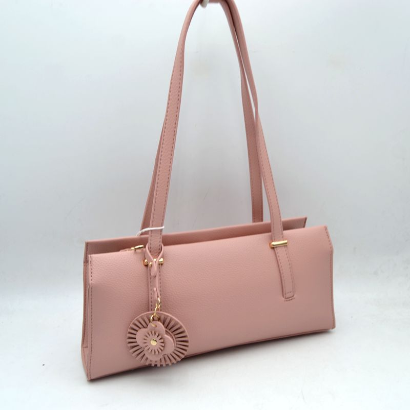 Elegant Shoulder Tote Bag with Decorative Charm